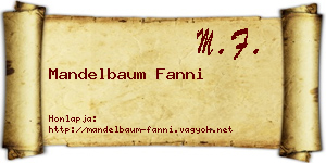 Mandelbaum Fanni névjegykártya